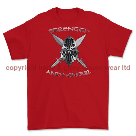 Strength and Honour Cross Swords Printed T-Shirt