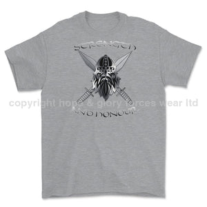 Strength and Honour Cross Swords Printed T-Shirt