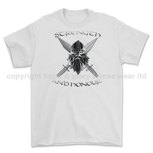 Strength and Honour Cross Swords Printed T-Shirt