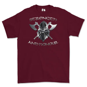 Strength and Honour Crossed Axe Viking Printed T-Shirt