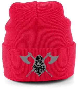 Never Surrender Embroidered Cuffed Beanie Hat Classic Red