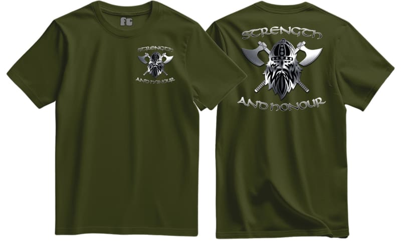 Strength and Honour Viking Axe Warrior Double Print T-Shirt