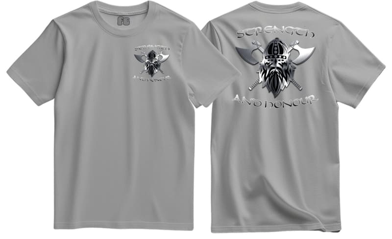 Strength and Honour Viking Axe Warrior Double Print T-Shirt