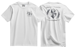 Strength And Honour Viking Laurel Double Print T-Shirt Men’s Small - 34/36 Inch Chest / White