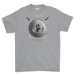 Strength and Honour Viking Shield And Swords Printed T-Shirt