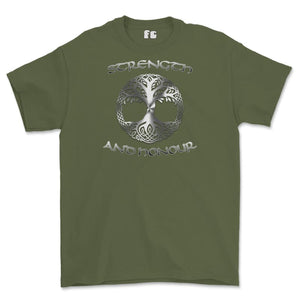 Strength and Honour Viking Tree Of Life Printed T-Shirt