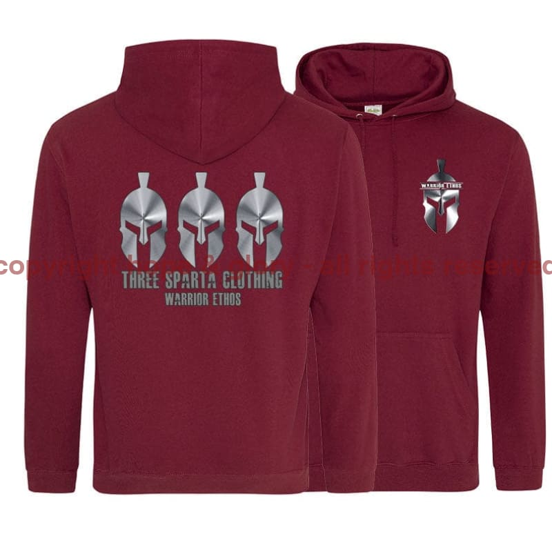 Three Sparta Silver Warrior Double Side Printed Hoodie