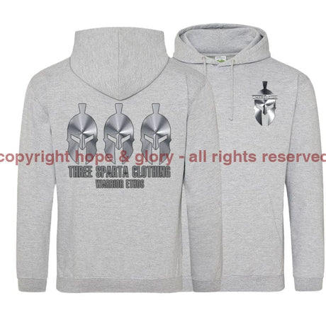 Three Sparta Silver Warrior Double Side Printed Hoodie