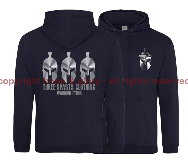 Three Sparta Silver Warrior Double Side Printed Hoodie