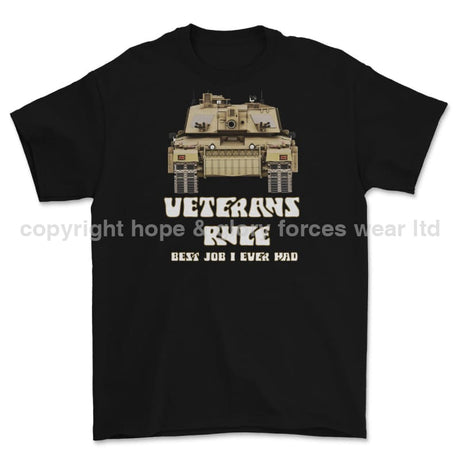 Veterans Rule Chally Tank Best Job I Ever Had Print T-Shirt Men’s Small - 34/36 Inch Chest / Black