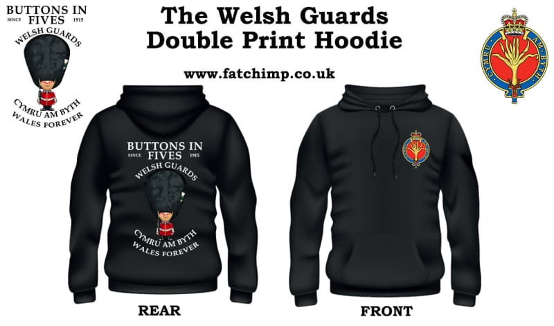 Welsh Guards Buttons In Five's Double Side Printed Hoodie