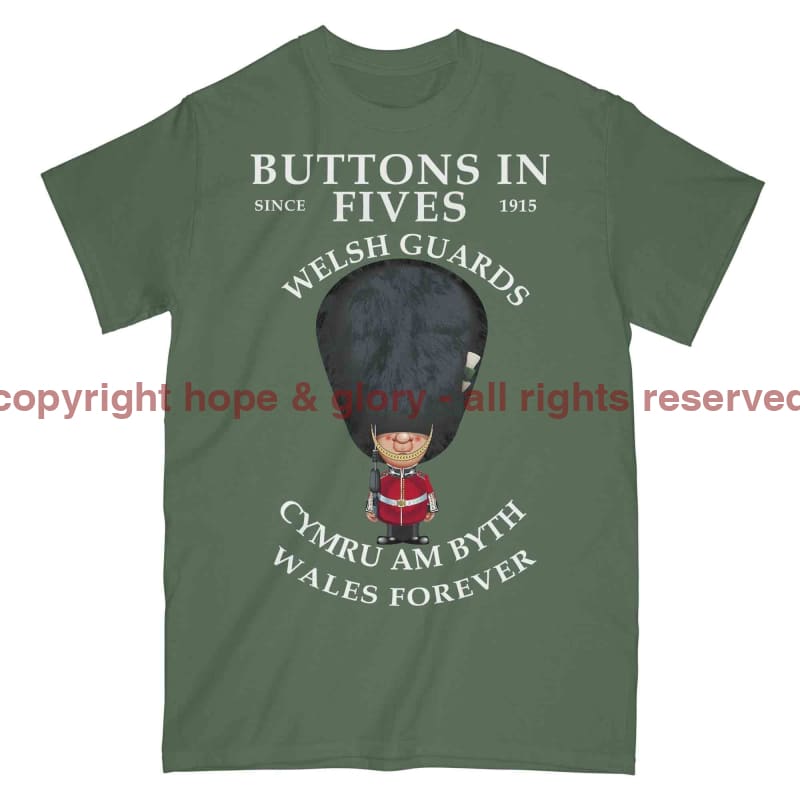 Welsh Guards Buttons In Fives Military Printed T-Shirt