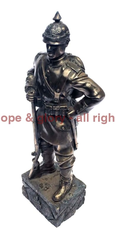 Ww1 German Soldier Bronze Statue Military