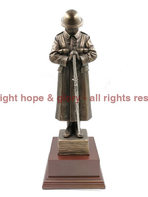 The Lone WW1 TOMMY Cold Cast Bronze Sculpture With Pewter Rifle