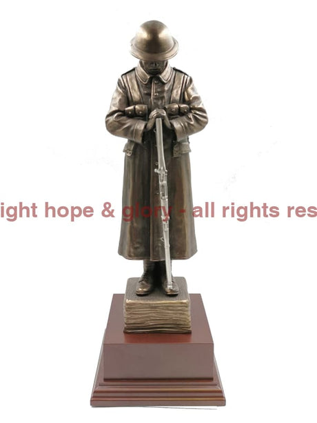 The Lone WW1 TOMMY Cold Cast Bronze Sculpture With Pewter Rifle