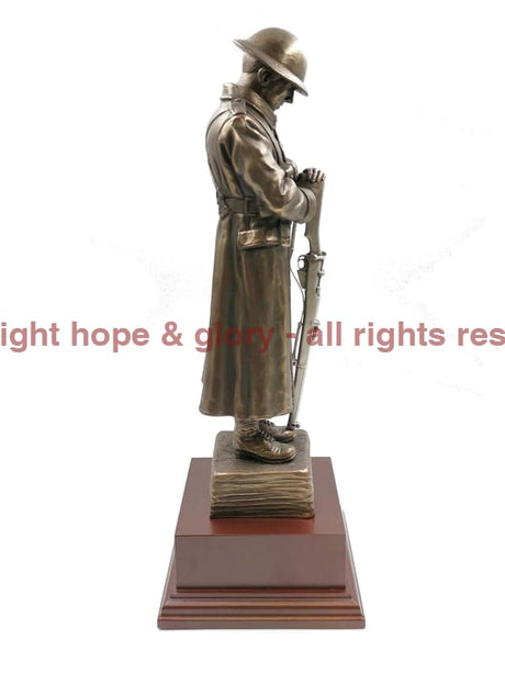 The Lone WW1 TOMMY Cold Cast Bronze Sculpture With Pewter Rifle