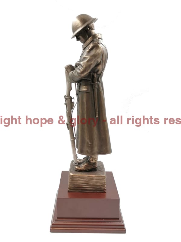 The Lone WW1 TOMMY Cold Cast Bronze Sculpture With Pewter Rifle