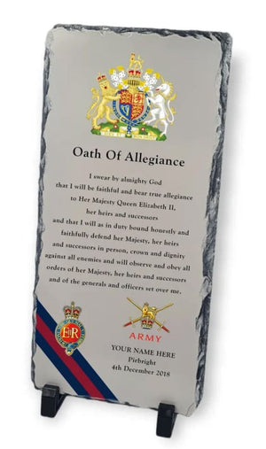 Your Oath Of Allegiance Personalised Rock Slate Presentation Military Plaque