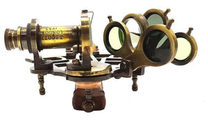 BRASS SHIPS HISTORY SEXTANT WITH WOODEN BOX