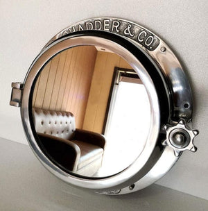 STUNNING PORTHOLE MIRROR IN SILVER NICKEL ALUMINIUM