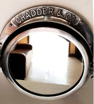 STUNNING PORTHOLE MIRROR IN SILVER NICKEL ALUMINIUM