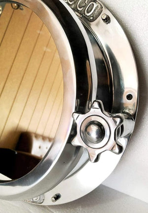 STUNNING PORTHOLE MIRROR IN SILVER NICKEL ALUMINIUM