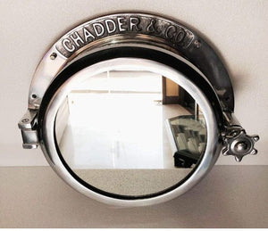 STUNNING PORTHOLE MIRROR IN SILVER NICKEL ALUMINIUM