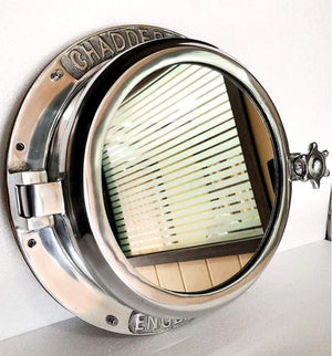 STUNNING PORTHOLE MIRROR IN SILVER NICKEL ALUMINIUM