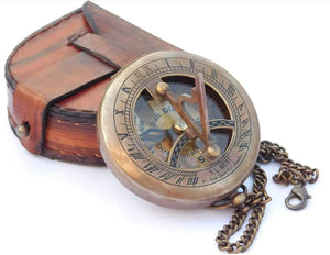 SUNDIAL COMPASS WITH LEATHER BAG