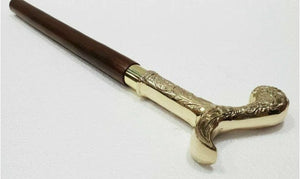 VICTORIAN BRASS HANDMADE WOODEN SHAFT CANE